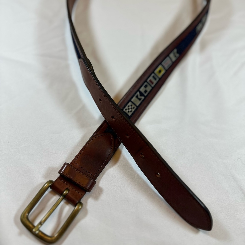 Men's Nautica Leather flag belt sz 40